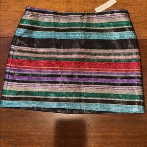 Trina Turk Rico Metallic Stripe Mini Skirt